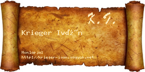 Krieger Iván névjegykártya