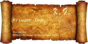 Krieger Iván névjegykártya
